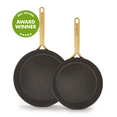 GP5 Colors Ceramic Nonstick 9.5" and 11" Frypan Set with Champagne Handles | Cocoa