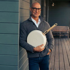 Stanley Tucci™ Ceramic Nonstick 8" and 10" Frypan Set | Carrara White